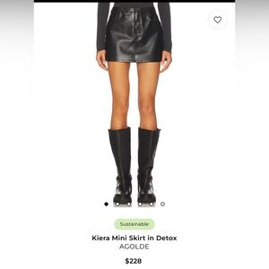 Agolde Black faux leather mini skirt